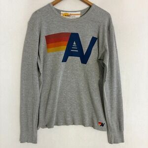 Aviator Nation Thermal Knit Shirt Mens L Crewneck Long Sleeve Logo Gorpcore